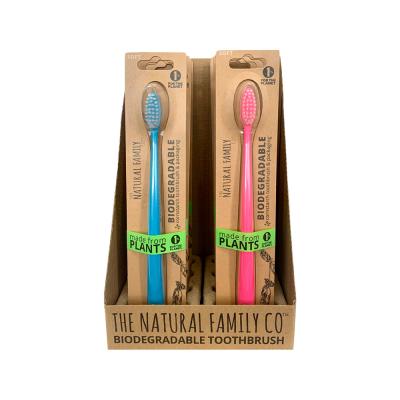 The Natural Family Co. Bio Toothbrush Neon Mixed x 8 Display (contains: Up To 6 Different Neon Colours - Supplied at Random)